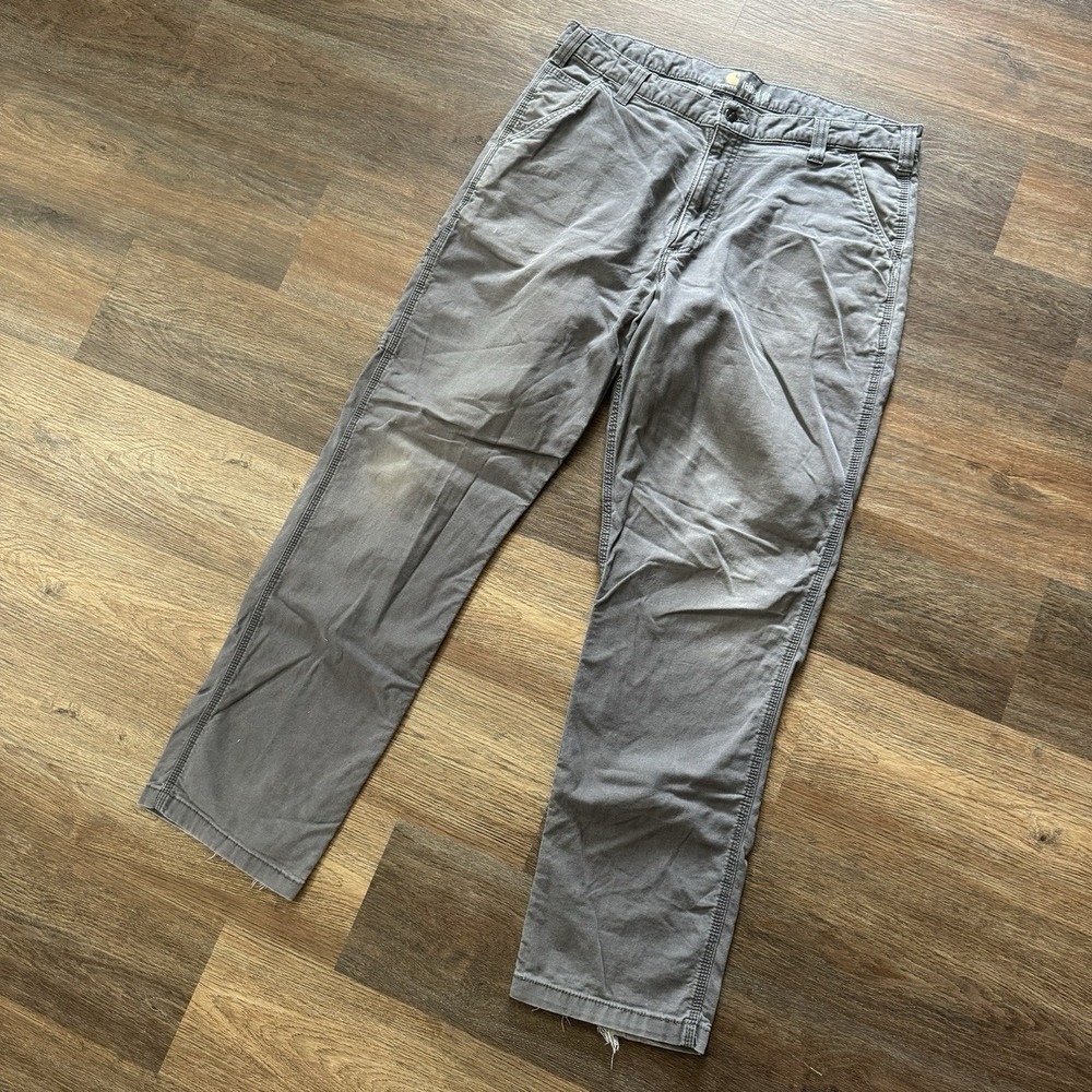 Carhartt Men's Gray Relaxed Fit Work Pants Size 38x34‎ Distressed Grunge
